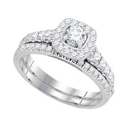1.01 CTW Diamond Bridal Wedding Engagement Ring 14KT White Gold - REF-172Y4X