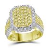 Image 1 : 2.33 CTW Canary Yellow Diamond Rectangle Cluster Ring 14KT Yellow Gold - REF-187W3K