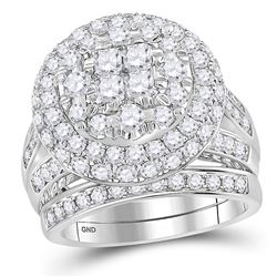 3 CTW Princess Diamond Soleil Cluster Bridal Engagement Ring 14KT White Gold - REF-311F2N