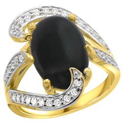 Natural 3.96 ctw onyx & Diamond Engagement Ring 14K Yellow Gold - REF-132Z8Y