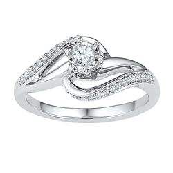 0.20 CTW Diamond Solitaire Swirl Bridal Engagement Ring 10KT White Gold - REF-26X9Y