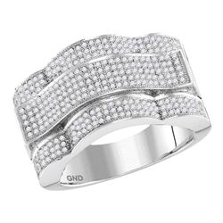 1 CTW Mens Diamond Domed Rectangle Cluster Ring 10KT White Gold - REF-89K9W