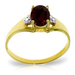 Genuine 0.76 ctw Garnet & Diamond Ring Jewelry 14KT Yellow Gold - REF-20H8X