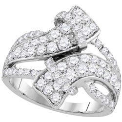 2 CTW Diamond Bypass Crossover Luxury Ring 14KT White Gold - REF-157Y5X
