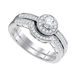 0.50 CTW Diamond Bridal Wedding Engagement Ring 10KT White Gold - REF-52F4N