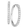Image 1 : 0.20 CTW Diamond Single Row Hoop Earrings 10KT White Gold - REF-22X4Y