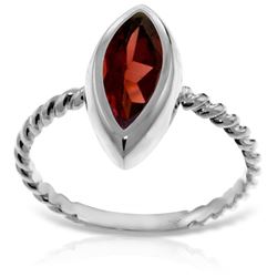 Genuine 2 ctw Garnet Ring Jewelry 14KT White Gold - REF-39M3T