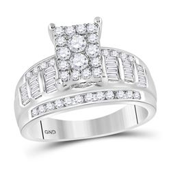 0.92 CTW Diamond Rectangle Cluster Bridal Engagement Ring 10KT White Gold - REF-67N4F