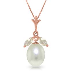 Genuine 4.5 ctw White Topaz Necklace Jewelry 14KT Rose Gold - REF-24F3Z