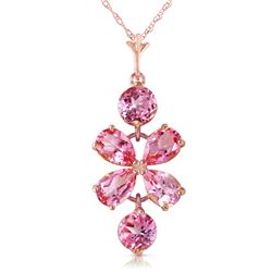 Genuine 3.15 ctw Pink Topaz Necklace Jewelry 14KT Rose Gold - REF-30T3A
