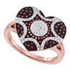 Image 1 : 0.33 CTW Red Color Diamond Starburst Heart Cluster Ring 10KT Rose Gold - REF-44W9K