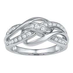 0.25 CTW Diamond Woven Knot Strand Ring 10KT White Gold - REF-37Y5X
