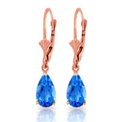 Genuine 3.77 ctw Blue Topaz Earrings Jewelry 14KT Rose Gold - REF-30X2M
