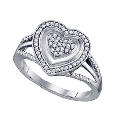 0.25 CTW Diamond Heart Cluster Ring 10KT White Gold - REF-34H4M