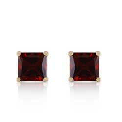 Genuine 1.75 ctw Garnet Earrings Jewelry 14KT Yellow Gold - REF-24X3M