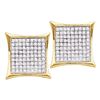 Image 1 : 0.10 CTW Diamond Square Kite Cluster Stud Earrings 14KT Yellow Gold - REF-10H5M