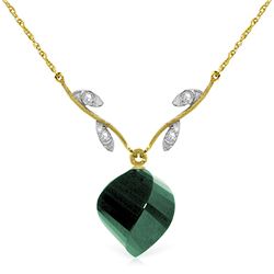 Genuine 15.27 ctw Green Sapphire Corundum & Diamond Necklace Jewelry 14KT Yellow Gold - REF-46M7T