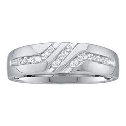 0.12 CTW Mens Diamond 5mm Wedding Anniversary Ring 14KT White Gold - REF-19N4F