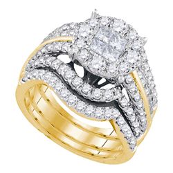2.52 CTW Princess Diamond Soleil Bridal Engagement Ring 14KT Yellow Gold - REF-269F9N