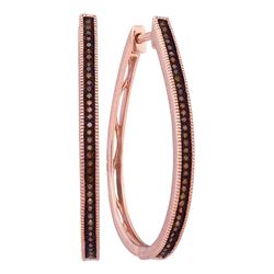 0.25 CTW Red Color Diamond Slender Large Unique Hoop Earrings 10KT Rose Gold - REF-37K5W