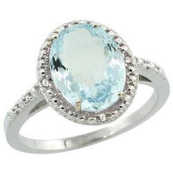 Natural 2.12 ctw Aquamarine & Diamond Engagement Ring 14K White Gold - REF-44V7F