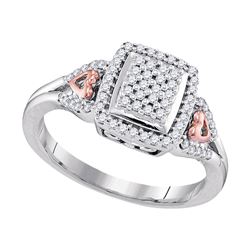 0.33 CTW Diamond Square Cluster Heart-Ring 10KT Two-tone Gold - REF-30W2K