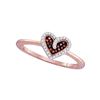 Image 1 : 0.10 CTW Red Color Diamond Small Heart Ring 10KT Rose Gold - REF-14F9N