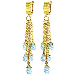 Genuine 7.3 ctw Blue Topaz Earrings Jewelry 14KT Yellow Gold - REF-62K3V
