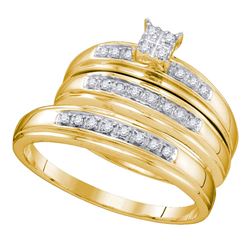 0.20 CTW His & Hers Diamond Matching Bridal Ring 10KT Yellow Gold - REF-30K2W