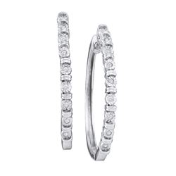 0.05 CTW Diamond Single Row Hoop Earrings 10KT White Gold - REF-20H9M