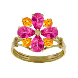 Genuine 2.43 ctw Pink Topaz & Citrine Ring Jewelry 14KT White Gold - REF-48Y9F