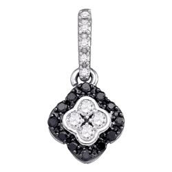 0.30 CTW Black Color Diamond Cluster Pendant 10KT White Gold - REF-18H2M