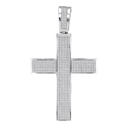1.75 CTW Mens Diamond Roman Cross Charm Pendant 10KT White Gold - REF-127M4H