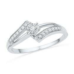 0.10 CTW Diamond Solitaire Bridal Engagement Ring 10KT White Gold - REF-14Y9X