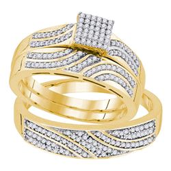 0.41 CTW His & Hers Diamond Matching Bridal Ring 10KT Yellow Gold - REF-56X2Y