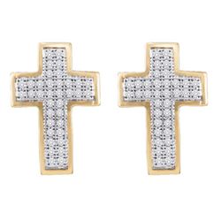 0.20 CTW Diamond Cross Earrings 10KT Yellow Gold - REF-19K4W