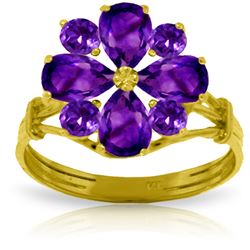 Genuine 2.43 ctw Amethyst Ring Jewelry 14KT Yellow Gold - REF-48R3P