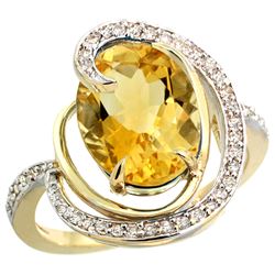 Natural 6.53 ctw citrine & Diamond Engagement Ring 14K Yellow Gold - REF-72Y8X