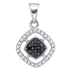 0.22 CTW Black Color Diamond Diagonal Square Pendant 10KT White Gold - REF-12H2M