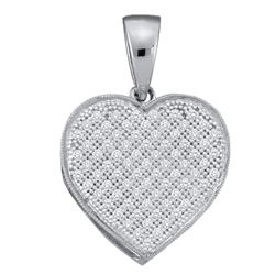 0.10 CTW Diamond Classic Heart Cluster Pendant 10KT White Gold - REF-10H5M