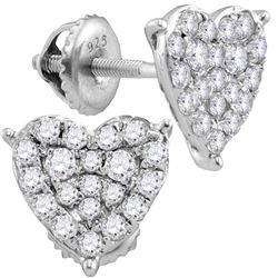0.47 CTW Diamond Heart Stud Earrings 10KT White Gold - REF-34K4W