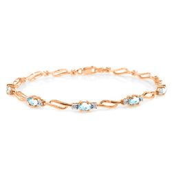 Genuine 3.39 ctw Aquamarine & Diamond Bracelet Jewelry 14KT Rose Gold - REF-102T8A