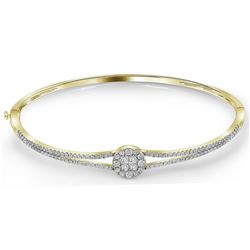 1 CTW Princess Diamond Soleil Bangle Bracelet 14KT Yellow Gold - REF-127Y4X