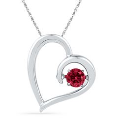 0.20 CTW Created Ruby Heart Love Pendant 10KT White Gold - REF-13K4W