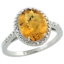 Natural 2.42 ctw Whisky-quartz & Diamond Engagement Ring 14K White Gold - REF-33V8F