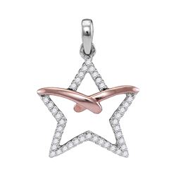 0.16 CTW Diamond Star Outline Pendant 10KT Two-tone Gold - REF-12N2F