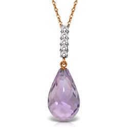 Genuine 5.08 ctw Amethyst & Diamond Necklace Jewelry 14KT Rose Gold - REF-29P2H