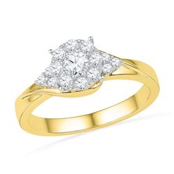 0.50 CTW Diamond Cluster Bridal Engagement Ring 10KT Yellow Gold - REF-52N4F
