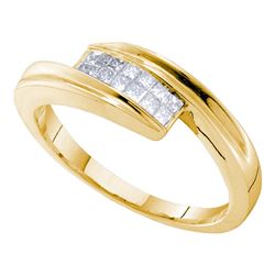 0.25 CTW Princess Diamond Tension Ring 14KT Yellow Gold - REF-28F4N