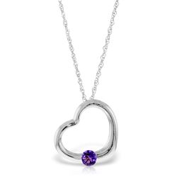 Genuine 0.25 ctw Amethyst Necklace Jewelry 14KT White Gold - REF-29X2M
